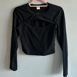 aritzia black long sleeve cut out crop top thumbnail 1