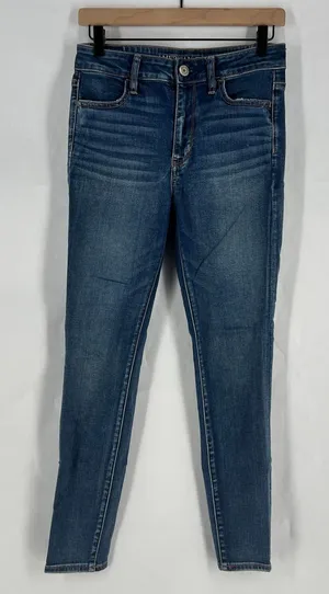 American Eagle Outfitters Hi-Rise Jegging Jeans Women 8 Short Blue‎ Denim Cotton thumbnail 1