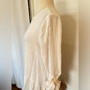 Ann Taylor Loft Ivory Textured Gauze Top Blouse thumbnail 3