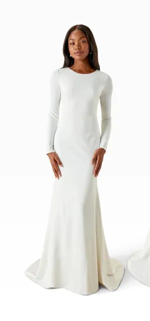Lulus Eloquent Endearment White Long Sleeve Backless Maxi Dress size L thumbnail 1