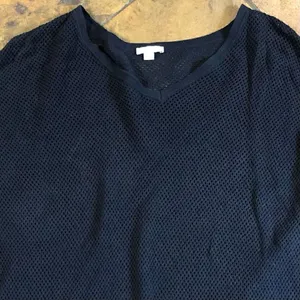 Gap Women’s Classic Mesh Navy Long Sleeve V-neck Pullover Size Large thumbnail 12