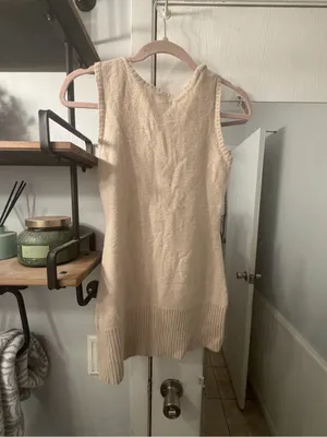 Y2K Aphorism Cream Sleeveless Knit Tank with Decorative Buttons thumbnail 4