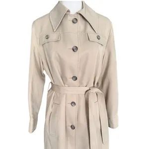 Vintage 70s Tan Beige Longline Belted‎ Trench Coat Duster Jacket Womens thumbnail 4