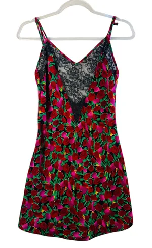 Victoria's Secret Vtg Gold Tag Floral Lace Slip Chemise Dress Red‎ Pink Womens S thumbnail 1