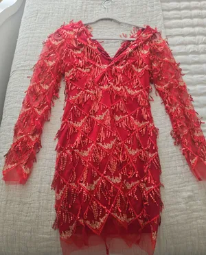 superdown Red Sequin Fringe Mini Dress – Size Small thumbnail 1