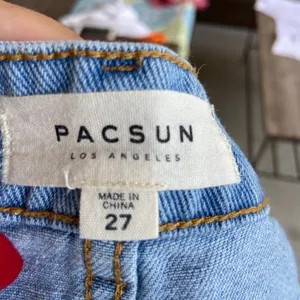 PacSun‎ Womens Skirt Size 27 Light Blue Denim Cutoff Raw Hem Buttons Down Front thumbnail 8