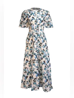 Tuckernuck Budding Bluebell Hadley Collared Floral Shirt Dress Medium thumbnail 3