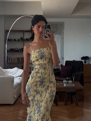 Reformation Seren Midi Dress in Sabrina Butter Yellow 10 thumbnail 6