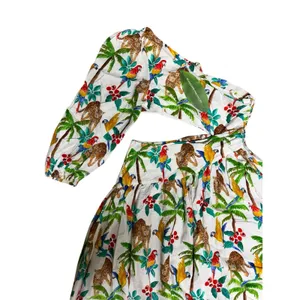 Farm Rio Tropical‎ Paradise One Shoulder Cut Out Midi Dress Women's Size Large thumbnail 5