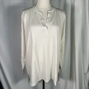 Lou & Grey Signaturesoft Tunic Top Medium Moonlight Ivory Long Sleeve Nordstrom‎ thumbnail 2