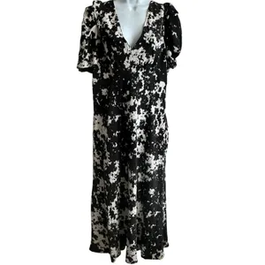 Banana Republic Matte Silk Maxi dress Sz 18 Babydoll Floral Vintage Inspired thumbnail 2