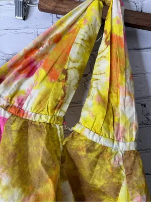 Zara Yellow & Pink Tie-Dye Flowy Halter Dress size small thumbnail 4