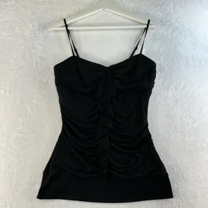 Vintage Y2K Takara L Large Babydoll Top Ruched Ruffle Tank Whimsygoth Goth Fairy thumbnail 4
