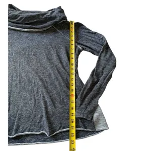 FP Beach Free People Cowl Neck Pullover Women L Gray Slub Knit Boho Gorpcore thumbnail 4