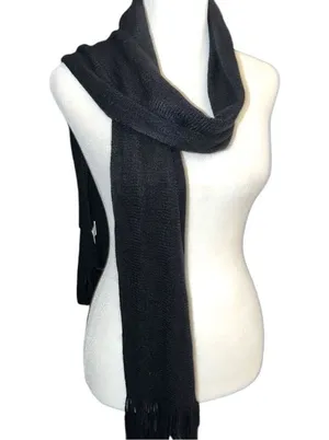 100% acrylic black winter scarf! Black thumbnail 1
