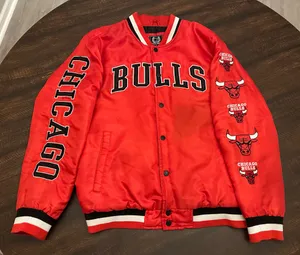 NBA Ultra Game Men's L Chicago Bulls Bomber Varsity Snap Up Jacket thumbnail 1