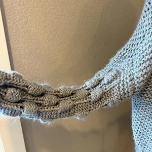 Elan Gray Chunky Textured Knit Open Front Cardigan Sweater M thumbnail 2