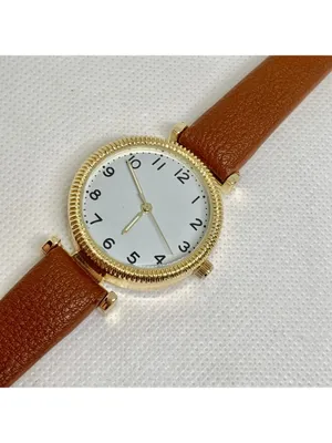 Accutime gold tone women’s watch watch 32mm quartz analog brown leather running thumbnail 2