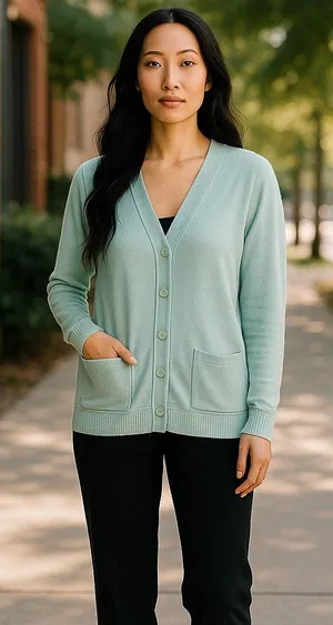 Old Navy Womens Sweater Sz S‎ Mint Green Deep V Neck Pockets Lightweight thumbnail 1