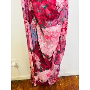 HUTCH Purple Pink Floral Drape Front Strapless Julietta Maxi Gown size 4 thumbnail 7