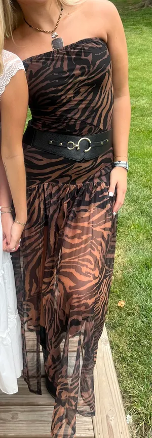 Animal Print Maxi Mesh Dress Black Size M thumbnail 3