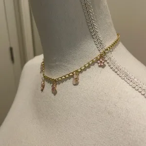 Pink and gold charm choker necklace thumbnail 4