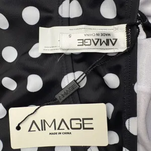 Aimage Black White Polka Dot Halter‎ Neck Flounce Swim Dress Size S thumbnail 4