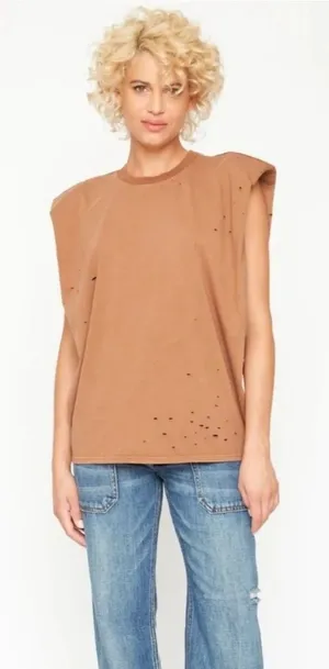 Free People -347 Sandrine‎ Rose Shoulder Pad Tank in Burnt NWT Small thumbnail 1