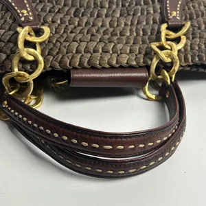 Juicy Couture Y2K Woven Straw Nautical Anchor Charm Tote Bag Brown thumbnail 7