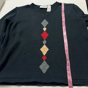 Liz Claiborne Vintage 100% cotton preppy knit sweater LizGolf‎ country club bookish classic thumbnail 3