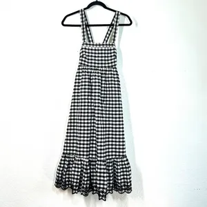 ) XS J.Crew gingham midi dress Cottage Farm core Coquette Prairie Chic Eyelet thumbnail 2