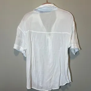 Abercrombie & Fitch White Oversized Crinkle‎ Button Up Shirt Short Sleeve Small thumbnail 7