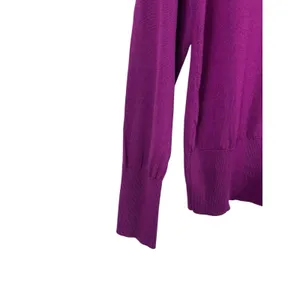 J.Crew 100% Merino Wool Sweater Women S Magneta Purple V-Neck Lightweight thumbnail 3