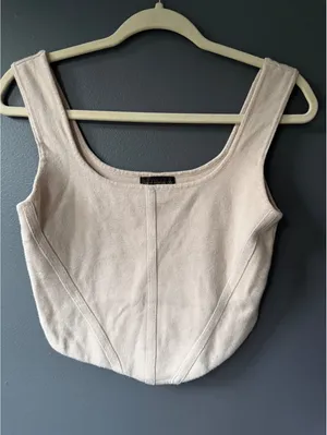 House of Harlow 1960 Beige Knit Crop Tank Top Size M thumbnail 3