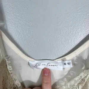 All in Favor Boutique White Ivory Cream Chiffon Layered Lace Neckline Cami Tank thumbnail 3