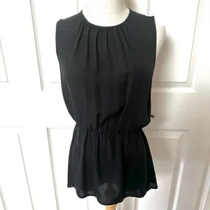 Theory Jethria black silk sleeveless top thumbnail 3