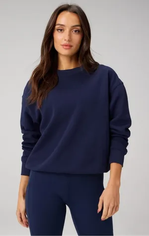 Fabletics Navy‎ Blue Cozy Fleece Crewneck Sweatshirt Small thumbnail 1