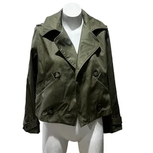 Shinestar Women's Olive Green Double-Breasted Cropped Jacket Medium thumbnail 3