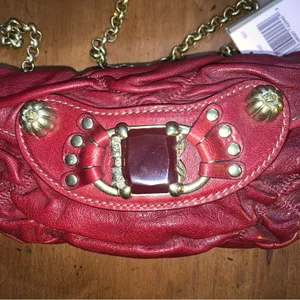 Retro Juicy Couture Dark Red Patent Leather Juicy Couture Long Chain Purse NWT thumbnail 8