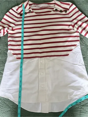 Veronica Beard Rust Striped Poplin Cotton Layered Shirt XS thumbnail 7