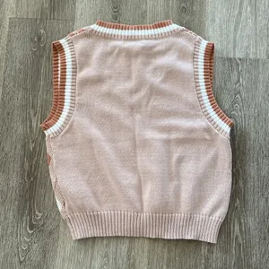 Urban Outfitters Y2k 2000s preppy Argyle academia sweater vest brown tan neutral medium new nwt thumbnail 8