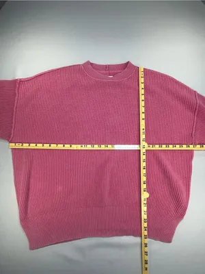 Aerie Love This Moment Pink Ribbed Sweater Shaker Stitch Side Slit Small thumbnail 9