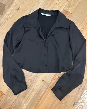 ZARA Satin Button Down Blouse thumbnail 1