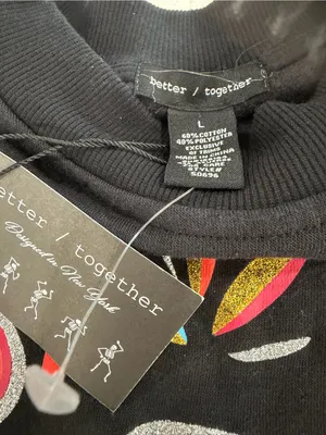 Black Crewneck Sweatshirt with Colorful Sugar Skull Graphic over size thumbnail 4