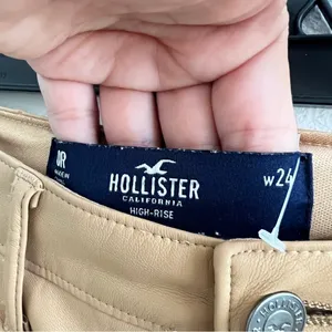 NEW Hollister high rise vegan leather bootcut Pants size 24 camel tan thumbnail 9