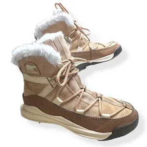 Sorel ONA RMX Glacy Waterproof Suede Canvas Tan Faux Fur Gorpcore Ski Womens 8 thumbnail 2