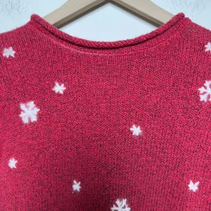 VTG Northern Isles Women Sweater M Red Snowman Snowflake Felted Holiday Festive thumbnail 4