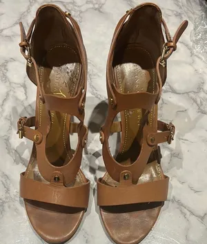 Ivanka Trump Tan Strappy Sandals with Block Heel B03 thumbnail 1