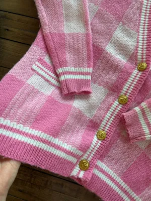 More to Come Revolve Bonnie Pink Plaid Cardigan Sweater XS thumbnail 9