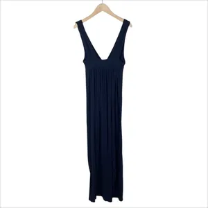 J. Crew Navy Blue Sleeveless Plunging V-Neck Maxi Dress Size XS thumbnail 3